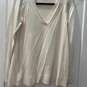 Cream V-Neck Loft Sweater